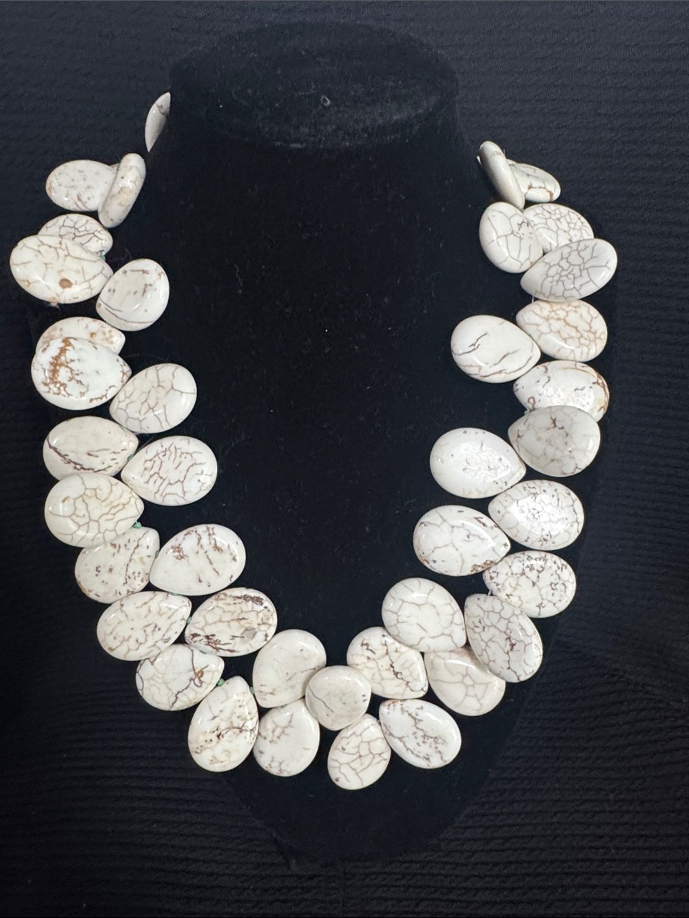 White Howlite Bead Statement Necklace - 20in
